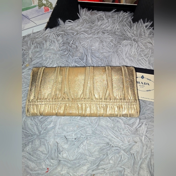 Prada Gold Leather ✨️ Nappa Gaufre Continental Long Wallet (EUC)(COA CARD) - Picture 11 of 12